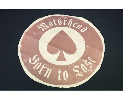 Memorabilia &amp; Autograph - Motorhead signed circular paper drum skin cover / poster from their gig at Tiffany's in Bristol