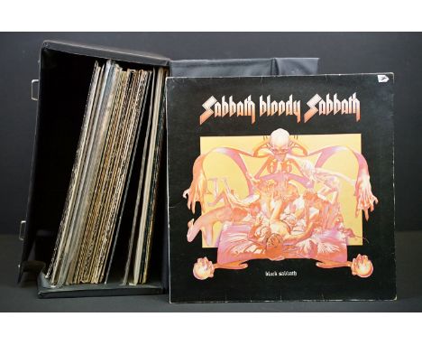 Vinyl - 23 Rock / Metal LPs and 2 12" singles to include Black Sabbath x 5, Led Zeppelin x 3, Motorhead, Queen x 8, Alice Coo