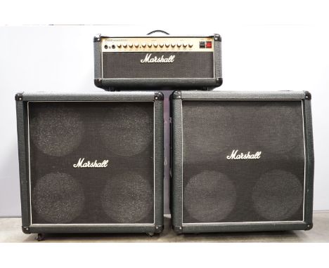 Marhsall JCM 900 valve guitar amplifier, along with a JCM410A cabinet, and a JCM410B cabinet, and associated cables and foots