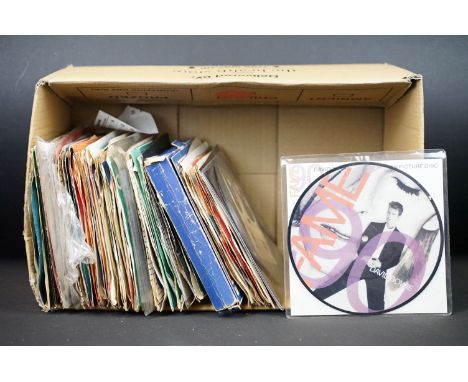 Vinyl - Over 50 rock &amp; pop 7" singles and one box set to include David Bowie (pic disc), The Beatles (inc pic disc), Elvi