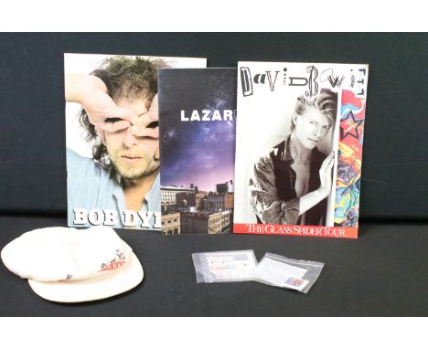 Memorabilia - Group of items to include David Bowie Glass Spider tour programme, baseball cap, and 2 ticket stubs, a Paul Sim