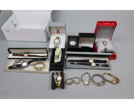 Large collection of ladies watches to include Guess, Sekonda, Ingersol, Rotary etc - all working