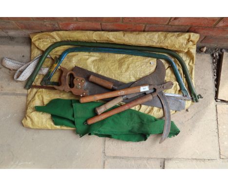 Collection of hand tools to include saws etc 