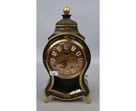 Bucherer hand painted mantle clock - Approx height: 44cm 