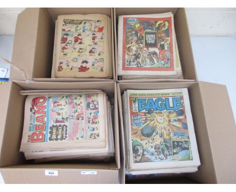 Very large collection of vintage comics in 4 boxes - Eagle, Beano etc
