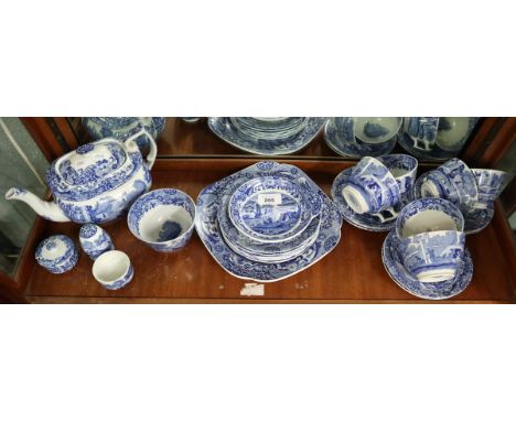 Spode blue and white tea service - 1 cup and teapot A/F 