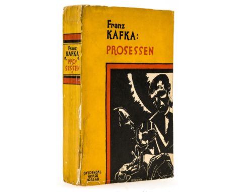 Kafka (Franz) Prosessen. [The Trial], first Norwegian edition, half-title, original pictorial wrappers, upper wrapper with te