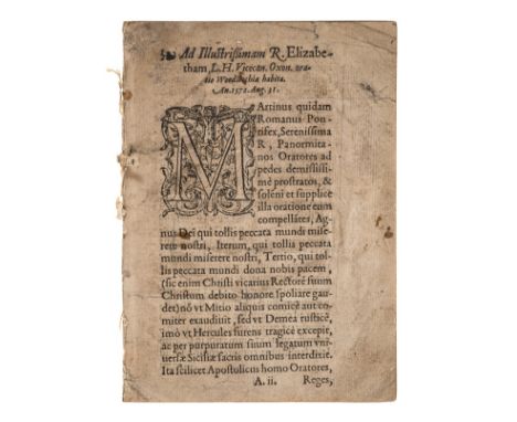 Elizabeth I.- Humphrey (Laurence) Ad illustrissimam R. Elizabetham, L.H. vice-can. Oxon. oratio Woodstochiæ habita. An. 1572.