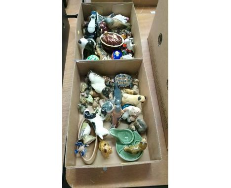 Two trays of Beswick and Worcester etc.