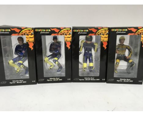 Minichamps 1:12 scale, Valentino Rossi collection, 4x figurines including, MotoGP 2004 and 2005, MotoGP Welkom 2004, boxed , 