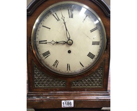 A Georgian mahogany bracket clock the dial with Roman numerals with bracket 39 cm