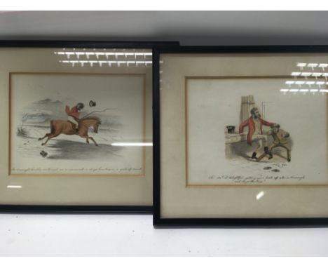 A pair of framed hunting pictures - NO RESERVE