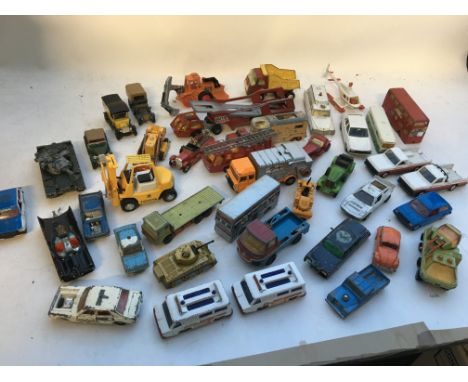 A collection of loose playworn diecast vehicles including Matchbox, Dinky, Corgi etc - NO RESERVE