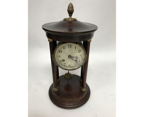 A mahogany and brass pillar clock - NO RESERVE