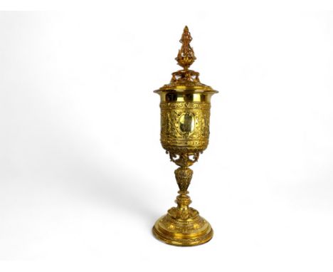 An impressive late Victorian silver gilt steeple cup and cover in the Renaissance style, Goldsmiths &amp; Silversmiths Co. Lt