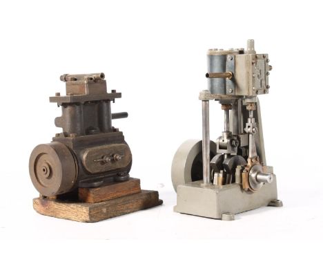 AJR tabletop model of a static upright vertical beam steam engine, 16cm tall and another. (2) 
