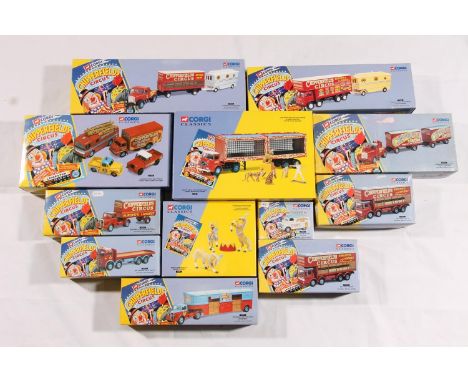Corgi Classics Chipperfields Circus diecast models to include 11201 ERF KV Arctic With Cages, Lions, Tigers, Pedestal and Tam