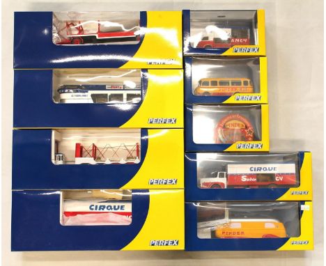 Perfex diecast scale model circus vehicles to include 108RA Berliet TLB19 Le Bastard Sabine Rancy, 112RA Unic Izoard Porte Ma