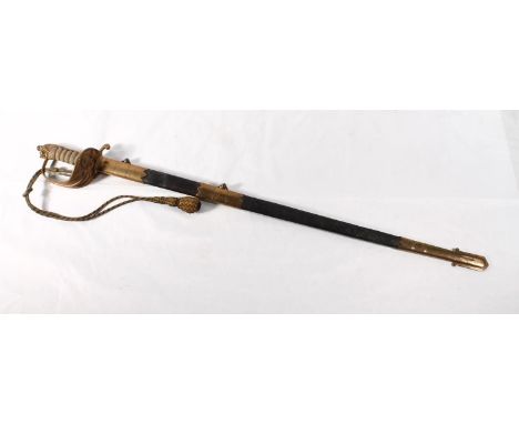 British Naval officer's dress sword, the ricasso with makers mark of JR Gaunt (Late Edward Thurkle) of London and Birmingham,
