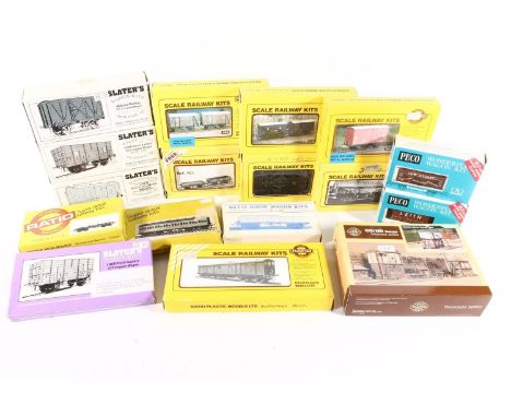OO gauge model railway model kits to include Slater's Wagon Kits 7024 MR 10 ton covered wagon, 7042 LNER 20 ton hopper wagon,