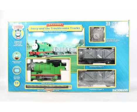 Bachmann G Scale garden model railway 90069 deluxe electric train set Percy and the Troublesome Trucks from Thomas the Tank, 