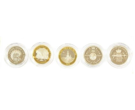 6 x Elizabeth II Silver Proof Piedfort £2, comprising: 1989 'Tercentenary of the Bill of Rights' (lacking certificate), 1989 