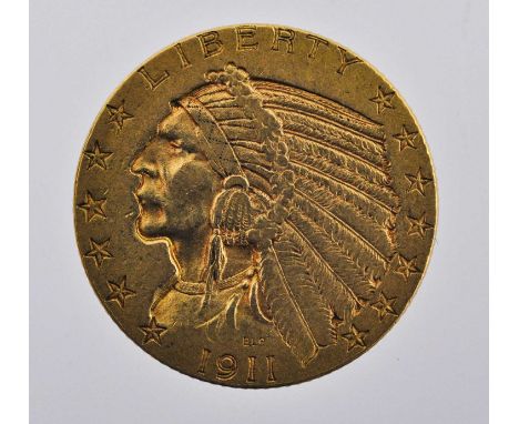 USA, Gold 'Half Eagle' $5 1911, obv. Indian head left, flanked by 6 stars left, 7 right, rev. eagle standing left, .900 gold,