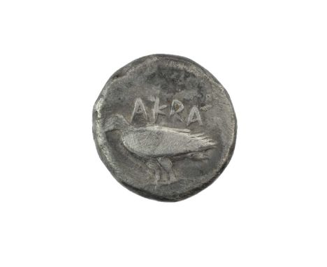 ♦Ancient Greece, Colony of Sicily, Akragas Silver Didrachm, circa 500-480 BC, obv. eagle standing left A K R A above, rev. cr