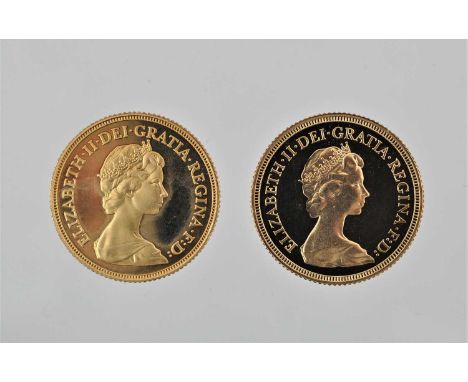 2 x Elizabeth II, Proof Sovereigns 1979 and 1980, obv. Machin portrait of the Queen, rev. Pistrucci, loose with signs of hand