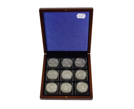 9 x Cook Islands, 'Norse Gods' Silver $10 (2oz) 2015, obv. Rank-Broadley's portrait of the Queen, rev. each depicting a diffe