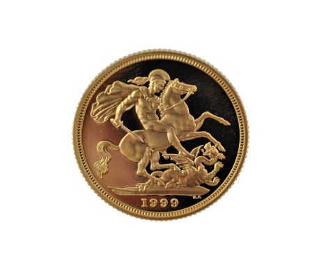 Elizabeth II, Proof Sovereign 1999, obv. Rank-Broadley portrait of the Queen, rev. Pistrucci, loose with signs of handling, o