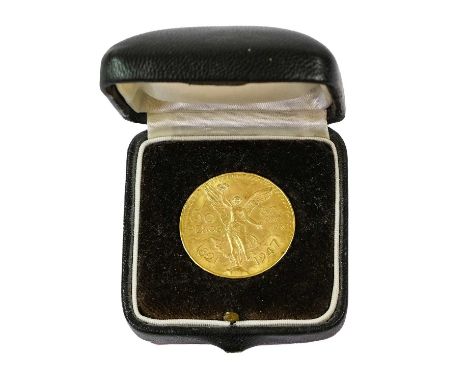 Mexico, Gold 50 Pesos 1947, 'Centennial of Independence', obv. ESTUDOS UNIDOS MEXICANOS over national arms, rev. winged Victo