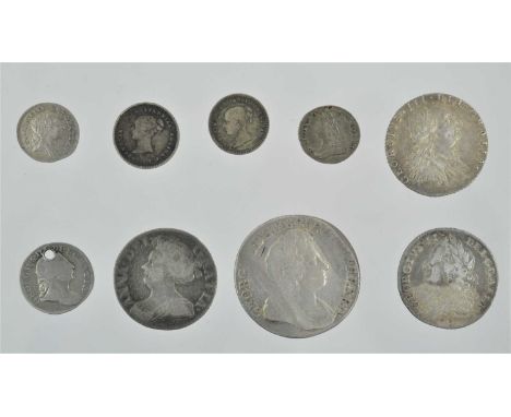 Mixed British Silver and Maundy Oddments, to include: Anne sixpence 1711, obv. draped bust left, rev. crowned cruciform shiel