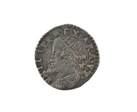 ♦Italian States, Kingdom of Naples, Philip II of Spain (1554-1598), Hammered Silver Carlino, obv. PHILIPP REX .ARA.VT. around