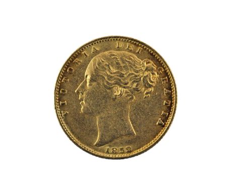 Victoria, Sovereign 1852, obv. young head left, rev. crowned shield of arms within wreath, light contact marks and minor rim 