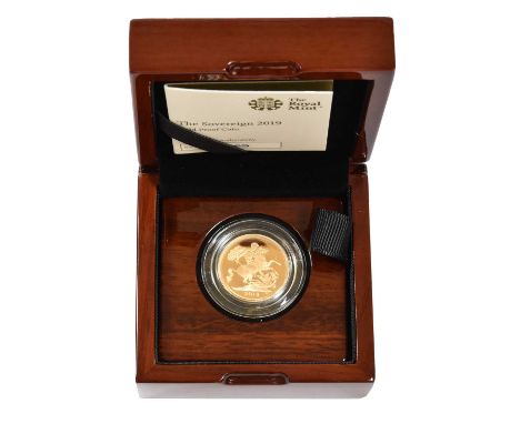 Elizabeth II, Gold Proof Sovereign 2019, obv. Clark portrait of the Queen, rev. Pistrucci, limited edition no. 7369 of 9500, 