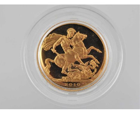 Elizabeth II, Proof Sovereign 2010, obv. Rank-Broadley portrait of the Queen, rev. Pistrucci, loose with minor handling marks