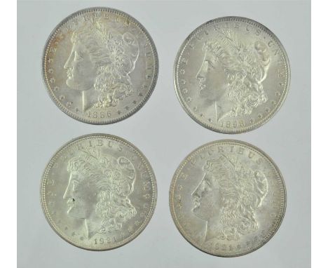 8 x USA Silver Dollars, comprising: 4 x 'Morgan Dollars' 1886, 1898O, and 1921(x2), Philadelphia and New Orleans mints, obv. 