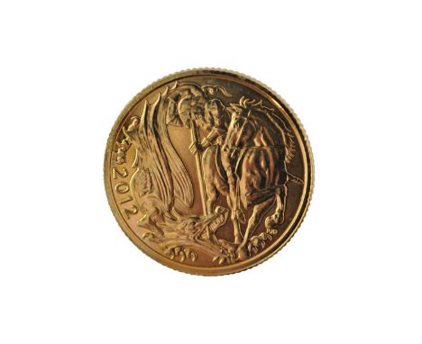 Elizabeth II, 'Paul Day' Sovereign 2012, obv. Rank-Broadley portrait of the Queen, rev. Paul Day's rendition of St. George sl