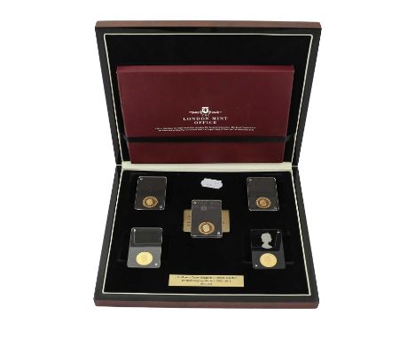 5 x Tristan da Cunha, Gold Proof Sovereigns 2015, 'The 2015 Queen Elizabeth II Longest Reigning Monarch Portrait Collection',
