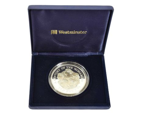 Guernsey, Silver Proof £10 2000, 'Century of the Monarchy', obv. Rank-Broadley portrait of the Queen, rev., conjoined busts o