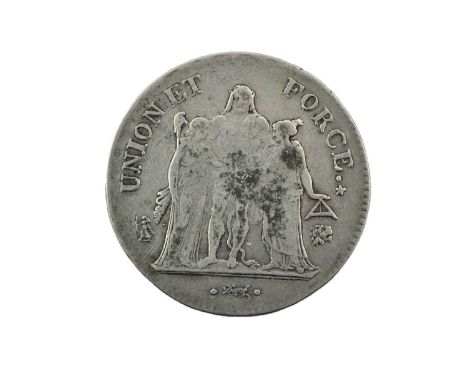 ♦4 x France, Silver 5 Francs comprising: (1) Consulship (Napoleon as First Consul) l'an 9 (1800-1801) L B (Bayonne Mint), obv