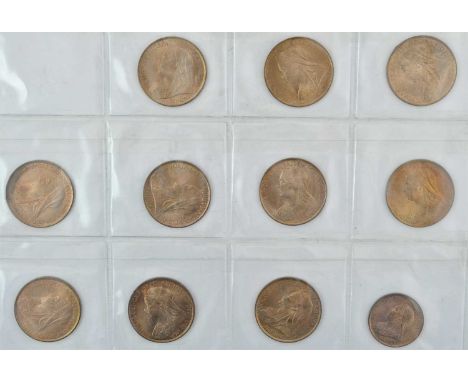 ♦Victoria, 10 x Pennies &amp; a Halfpenny, all 1899, a couple with very minor carbon spots &amp; light contact marks o/wise a