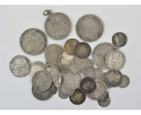 ♦£2.05 Face Value Pre-20 Silver, virtually all Victoria &amp; pre-Victoria, wt. 226g, together with 6 x 18th &amp; 19th centu