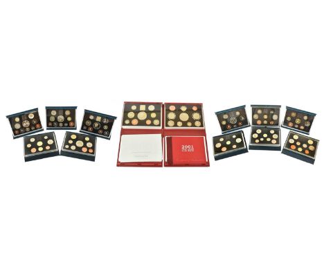 13 x UK Proof Coin Sets, comprising: 1989 9 coins from £2 (English and Scottish issues) to 1p; 1990 8-coin set from £1 (Welsh