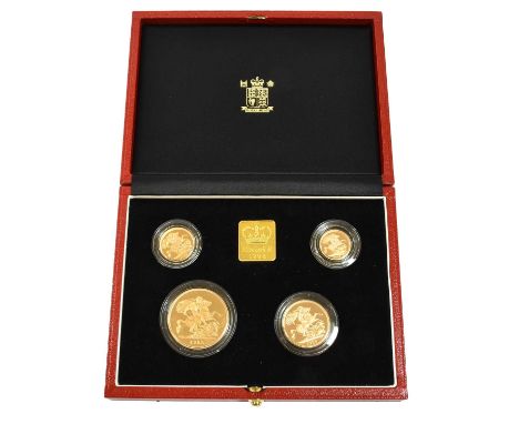 Elizabeth II, Gold Proof 4-Coin Sovereign Collection 1998, comprising £5, double sovereign, sovereign and half sovereign, obv