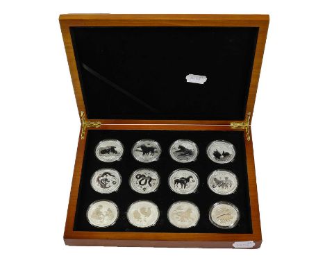 Australia, 1oz Silver Lunar Set Series II, comprising 12 x Elizabeth silver proof $1 2008-2019, Perth Mint, obv. Rank-Broadle
