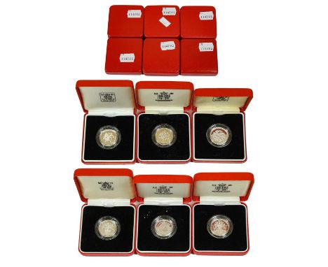 6 x Elizabeth II Silver Proof Piedfort £1 Coins, comprising: 1989 'Scottish Thistle', 1995 'Welsh Dragon', 1997 'English Lion