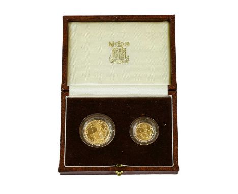 Elizabeth II, Gold Proof Britannia 2-Coin Set 1987, comprising: £25 (¼ oz) and £10 (⅒ oz), obv. Maklouf portrait of the Queen