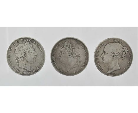 ♦A Collection of 19th Century Crowns and Halfcrowns, comprising: 3 x crowns: George III crown 1820 LX, George IV crown 1821 S